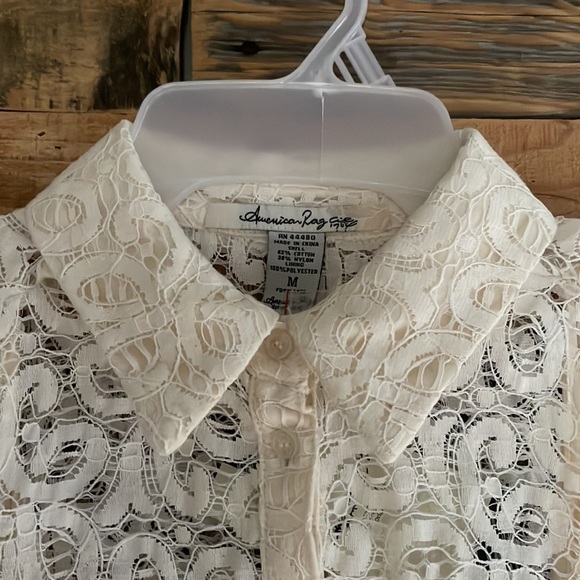 American Rag Lace dress cream all over lace button front sleeveless NWT - Picture 4 of 12